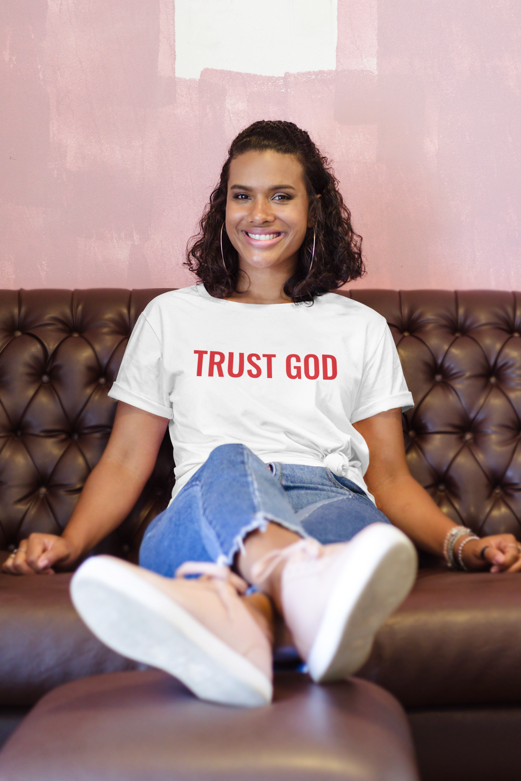 TRUST GOD  White w/Red Lettering T-Shirt - Born to Live